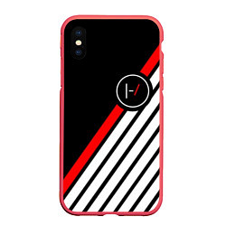 Чехол iPhone XS Max матовый 21 Pilots: Black Logo, цвет: 3D-красный