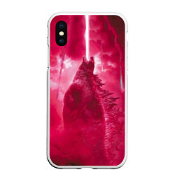 Чехол iPhone XS Max матовый Red Godzilla, цвет: 3D-белый