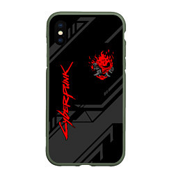 Чехол iPhone XS Max матовый Cyberpunk 2077: Grey Samurai, цвет: 3D-темно-зеленый