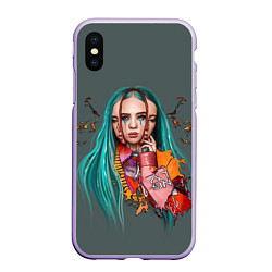 Чехол iPhone XS Max матовый BILLIE EILISH, цвет: 3D-светло-сиреневый