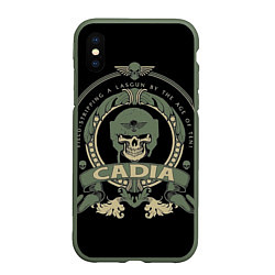 Чехол iPhone XS Max матовый Вархаммер - Cadia skull, цвет: 3D-темно-зеленый