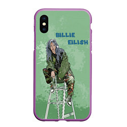 Чехол iPhone XS Max матовый Billie Eilish: Green Motive, цвет: 3D-фиолетовый