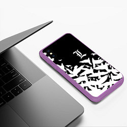 Чехол iPhone XS Max матовый L flying birds, цвет: 3D-фиолетовый — фото 2