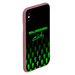 Чехол iPhone XS Max матовый Billie Eilish: Green & Black Autograph, цвет: 3D-малиновый — фото 2