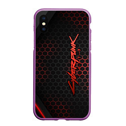 Чехол iPhone XS Max матовый Cyberpunk 2077, цвет: 3D-фиолетовый