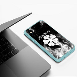 Чехол iPhone XS Max матовый ЧЁРНЫЙ КЛЕВЕР, цвет: 3D-мятный — фото 2