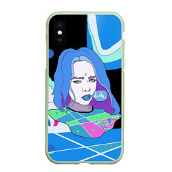 Чехол iPhone XS Max матовый Billie Eilish, цвет: 3D-салатовый