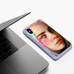 Чехол iPhone XS Max матовый Билли Айлиш, цвет: 3D-светло-сиреневый — фото 2