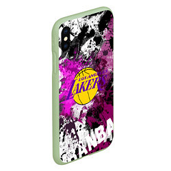 Чехол iPhone XS Max матовый Лос-Анджелес Лейкерс, Los Angeles Lakers, цвет: 3D-салатовый — фото 2