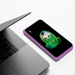 Чехол iPhone XS Max матовый Billie Eilish: Green Acid, цвет: 3D-фиолетовый — фото 2