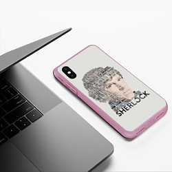 Чехол iPhone XS Max матовый Sherlock, цвет: 3D-розовый — фото 2