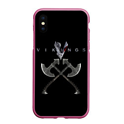 Чехол iPhone XS Max матовый Vikings, цвет: 3D-малиновый