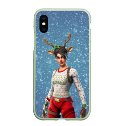 Чехол iPhone XS Max матовый Fortnite, цвет: 3D-салатовый