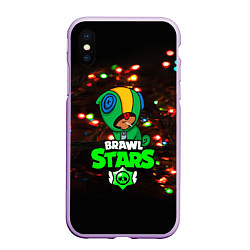 Чехол iPhone XS Max матовый BRAWL STARS НОВОГОДНИЙ, цвет: 3D-сиреневый