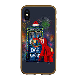 Чехол iPhone XS Max матовый Doctor Who, цвет: 3D-коричневый