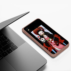 Чехол iPhone XS Max матовый Клинок рассекающий демонов, цвет: 3D-коричневый — фото 2
