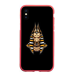 Чехол iPhone XS Max матовый Anubis, цвет: 3D-красный