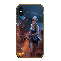 Чехол iPhone XS Max матовый RESIDENT EVIL 3, цвет: 3D-коричневый