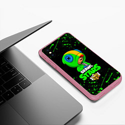 Чехол iPhone XS Max матовый BRAWL STARS LEON, цвет: 3D-малиновый — фото 2