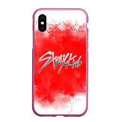 Чехол iPhone XS Max матовый STRAY KIDS, цвет: 3D-малиновый