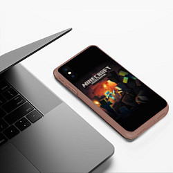 Чехол iPhone XS Max матовый MINECRAFT, цвет: 3D-коричневый — фото 2