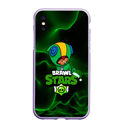 Чехол iPhone XS Max матовый BRAWL STARS LEON, цвет: 3D-светло-сиреневый