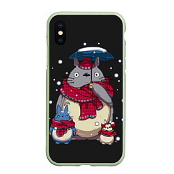 Чехол iPhone XS Max матовый My Neighbor Totoro, цвет: 3D-салатовый