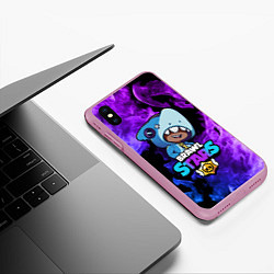 Чехол iPhone XS Max матовый Brawl Stars LEON SHARK, цвет: 3D-розовый — фото 2