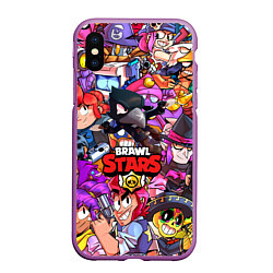 Чехол iPhone XS Max матовый BRAWL STARS CROW, цвет: 3D-фиолетовый