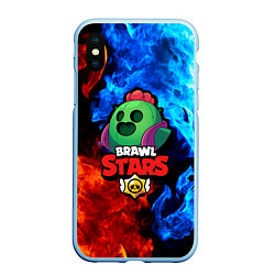 Чехол iPhone XS Max матовый Brawl Stars Spike, цвет: 3D-голубой