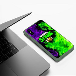 Чехол iPhone XS Max матовый BRAWL STARS, цвет: 3D-темно-зеленый — фото 2