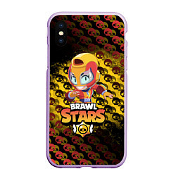 Чехол iPhone XS Max матовый BRAWL STARS MAX, цвет: 3D-сиреневый