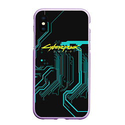 Чехол iPhone XS Max матовый Cyberpunk 2077, цвет: 3D-сиреневый