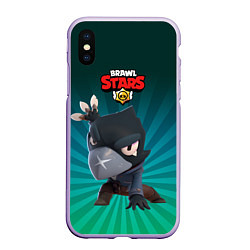 Чехол iPhone XS Max матовый Brawl Stars Crow, цвет: 3D-светло-сиреневый