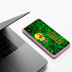 Чехол iPhone XS Max матовый Brawl Stars leon sally, цвет: 3D-розовый — фото 2