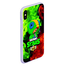 Чехол iPhone XS Max матовый BRAWL STARS LEON, цвет: 3D-светло-сиреневый — фото 2