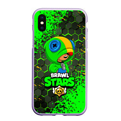 Чехол iPhone XS Max матовый BRAWL STARS LEON, цвет: 3D-светло-сиреневый