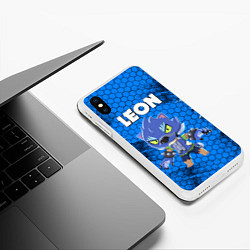 Чехол iPhone XS Max матовый BRAWL STARS LEON ОБОРОТЕНЬ, цвет: 3D-белый — фото 2