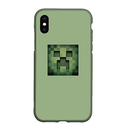 Чехол iPhone XS Max матовый Майнкрафт, цвет: 3D-темно-зеленый