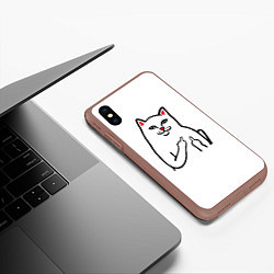 Чехол iPhone XS Max матовый Meme Cat, цвет: 3D-коричневый — фото 2