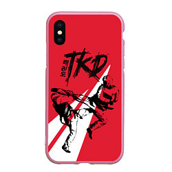 Чехол iPhone XS Max матовый Taekwondo, цвет: 3D-розовый