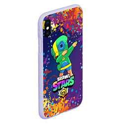 Чехол iPhone XS Max матовый Brawl Stars Leon, Dab, цвет: 3D-светло-сиреневый — фото 2