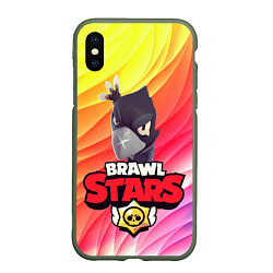 Чехол iPhone XS Max матовый Brawl Stars - Crow, цвет: 3D-темно-зеленый