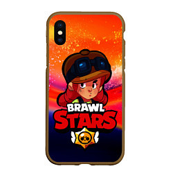 Чехол iPhone XS Max матовый Brawl Stars - Jessie, цвет: 3D-коричневый