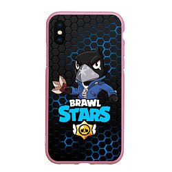 Чехол iPhone XS Max матовый BRAWL STARS CROW, цвет: 3D-розовый