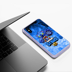 Чехол iPhone XS Max матовый Brawl Stars LEON, цвет: 3D-светло-сиреневый — фото 2