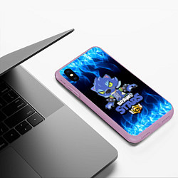 Чехол iPhone XS Max матовый BRAWL STARS LEON ОБОРОТЕНЬ, цвет: 3D-сиреневый — фото 2