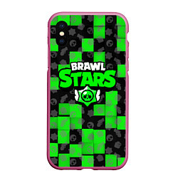 Чехол iPhone XS Max матовый BRAWL STARS, цвет: 3D-малиновый