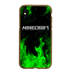 Чехол iPhone XS Max матовый MINECRAFT, цвет: 3D-коричневый