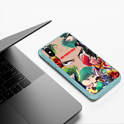 Чехол iPhone XS Max матовый Ванпанчмен, цвет: 3D-мятный — фото 2
